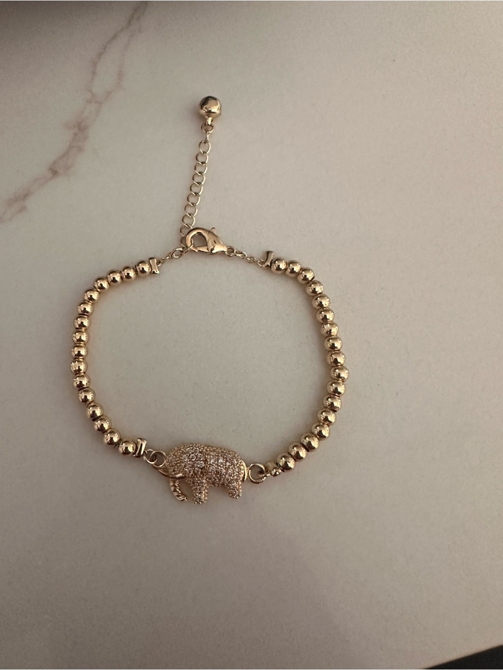 Gold Elephant Bead Bracelet - Women's Jewelry